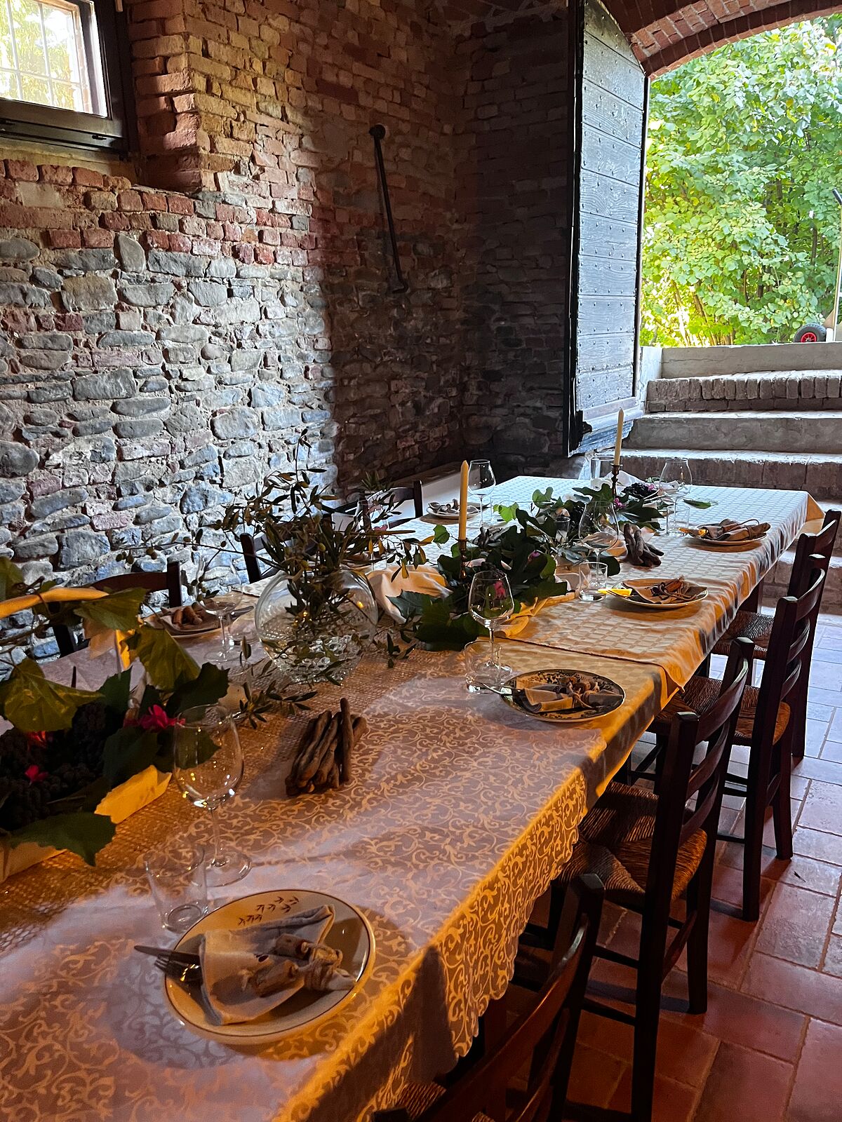 The vaulted tasting cellar