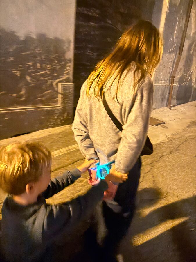 Evening in the lanes of Calosso during the fair